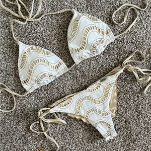 Luli Fama White and Tan Bikini Set